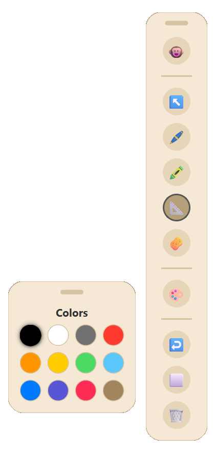 Pen 11 Toolbar and 12-Color Palette Flyout with custom size selector